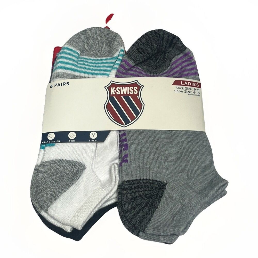 K Swiss‎ Women's No-Show Socks 6 Pack Shoe Size 4-10 Gray Flow Cool $28 K-Knit